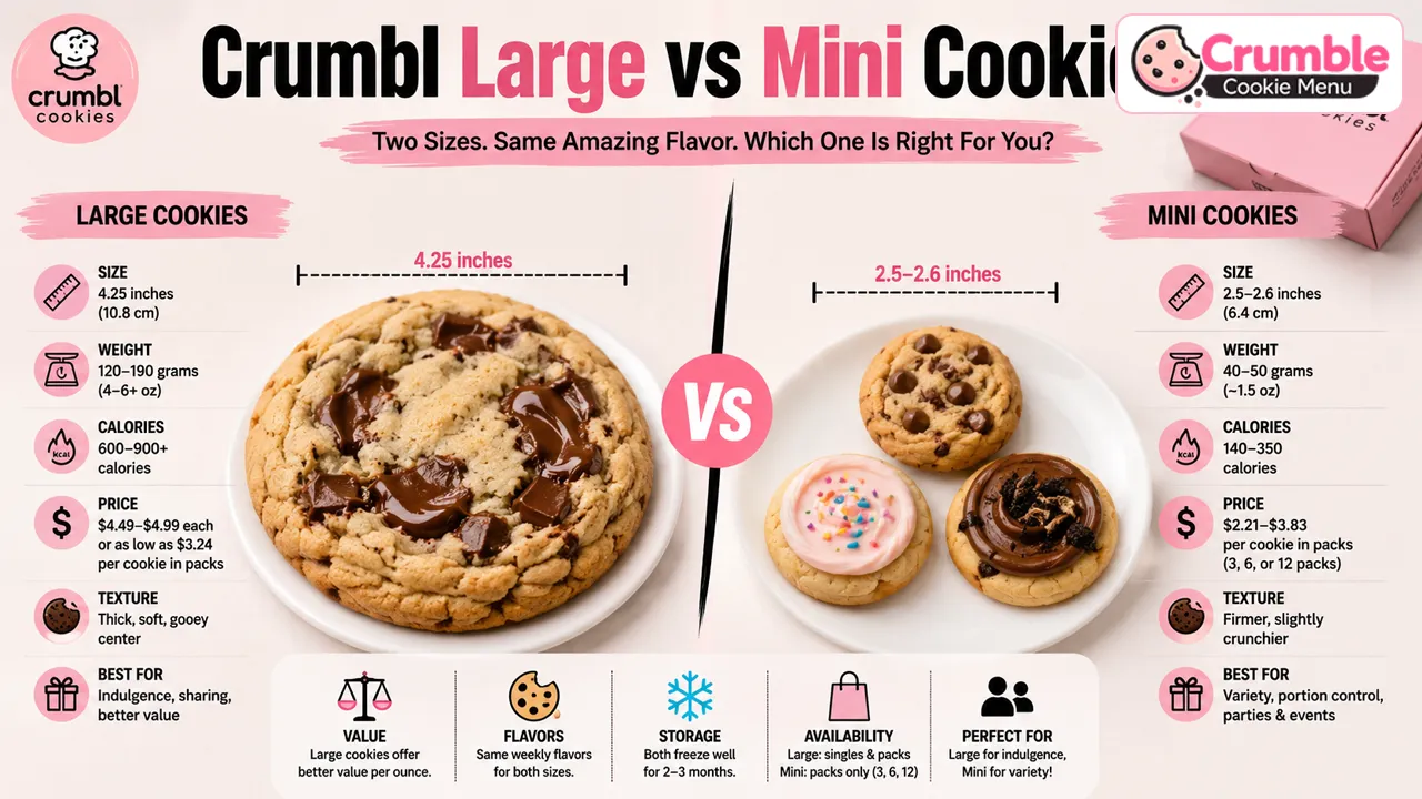 Crumbl Large vs Mini Cookies Size Price & Taste Comparison